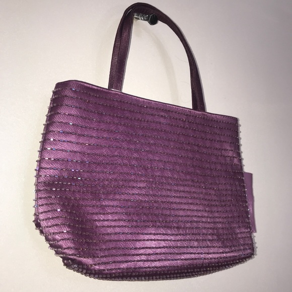 Amethyst Purple Iridescent Shimmery Beaded Handbag - Picture 6 of 9